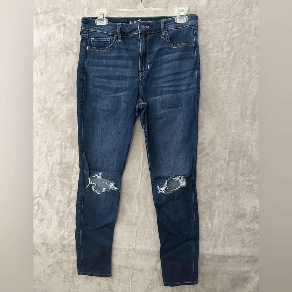 Hollister Blue Skinny Jeans with Distressed Knees‎ 9S